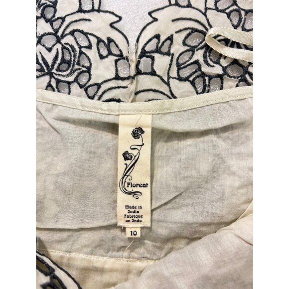 Anthropologie Floreat Ivory & Black Embroidered Sleeveless Blouse Top size 8 10 - Picture 6 of 6